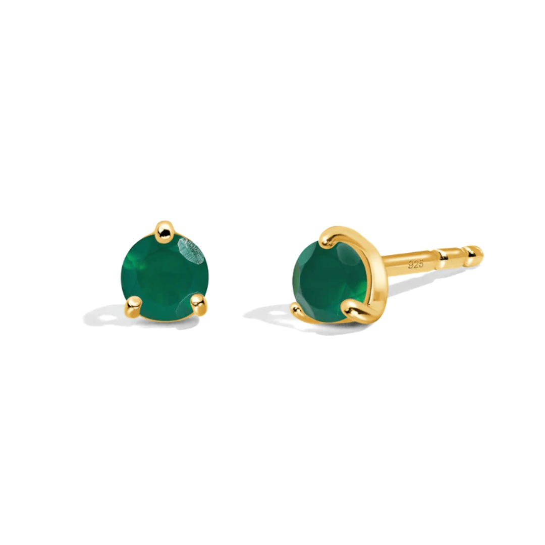 Green Onyx Round Earrings